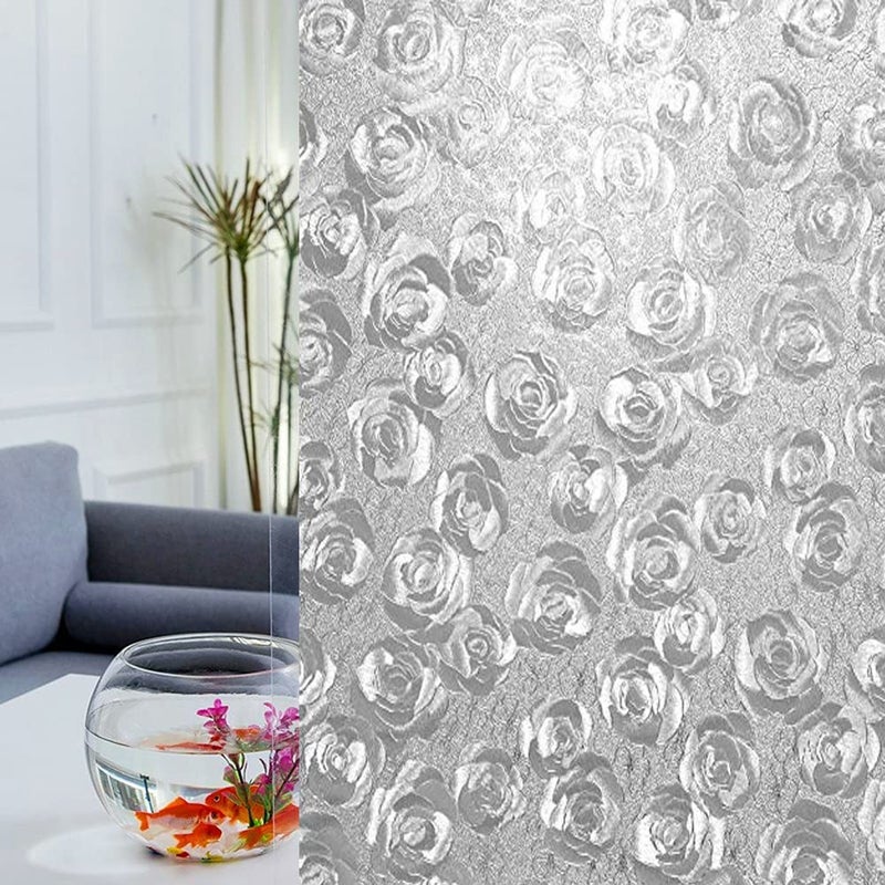 SUNBIRD Window Privacy Film Decorative Stained Glass Window Film Frosted Window Tinting Film for Home House Door Glass 60 X 254 Cm Rose Bunch - Image 4