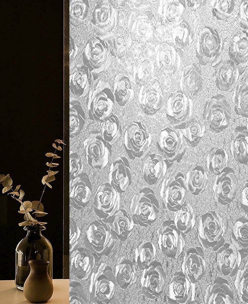 SUNBIRD Window Privacy Film Decorative Stained Glass Window Film Frosted Window Tinting Film for Home House Door Glass 60 X 254 Cm Rose Bunch - Image 2