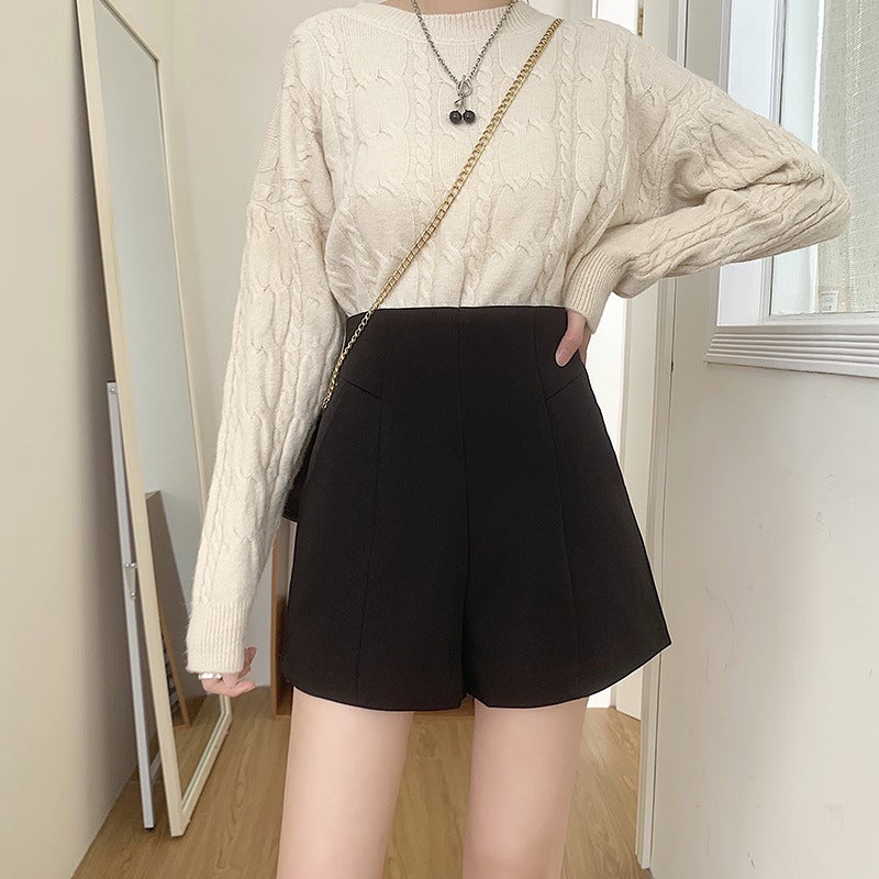 Elegant A- Line High Waist Loose Fat Casual Pants Korean Style Versatile Wide Leg Pants For Girls Plus Size New Suit Shorts For Women - Image 5
