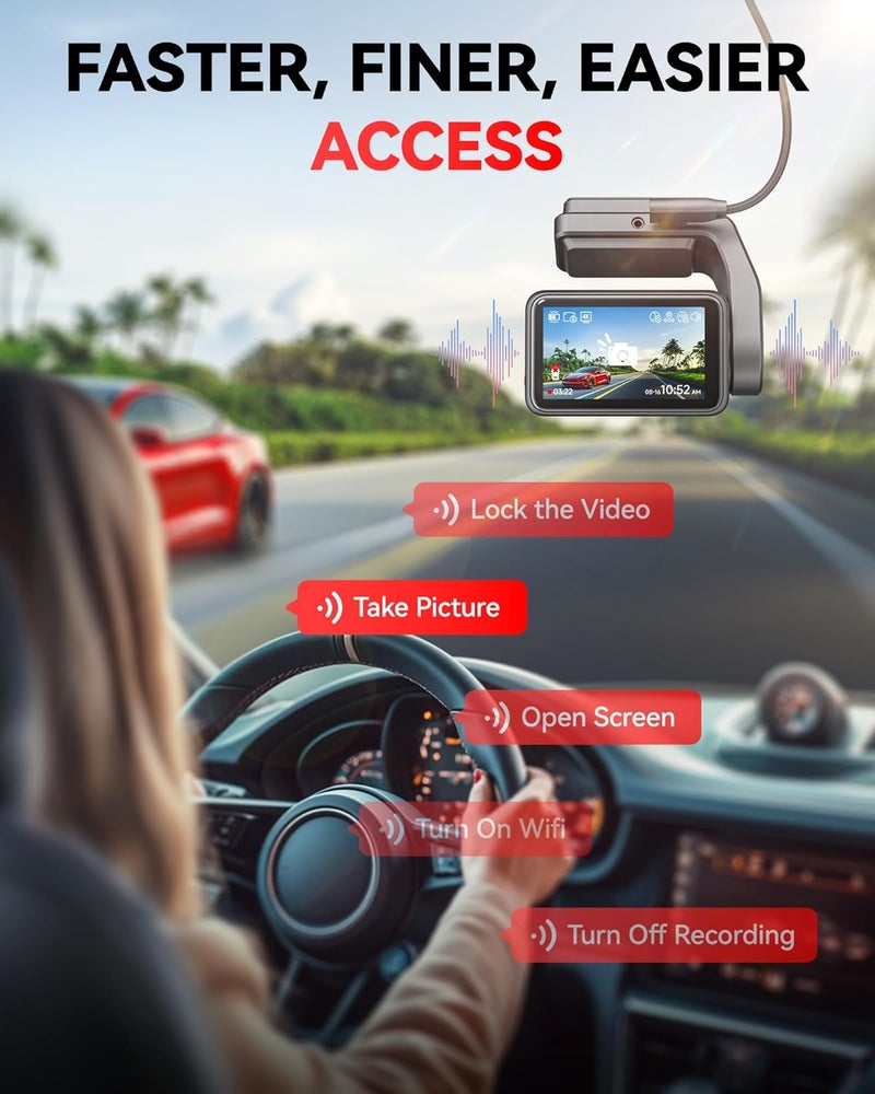 REDTIGER F4 4K Dash Cam with 2.2 Inch Touch Screen, Voice Control, Night Vision, GPS, and 32GB Card - Image 4