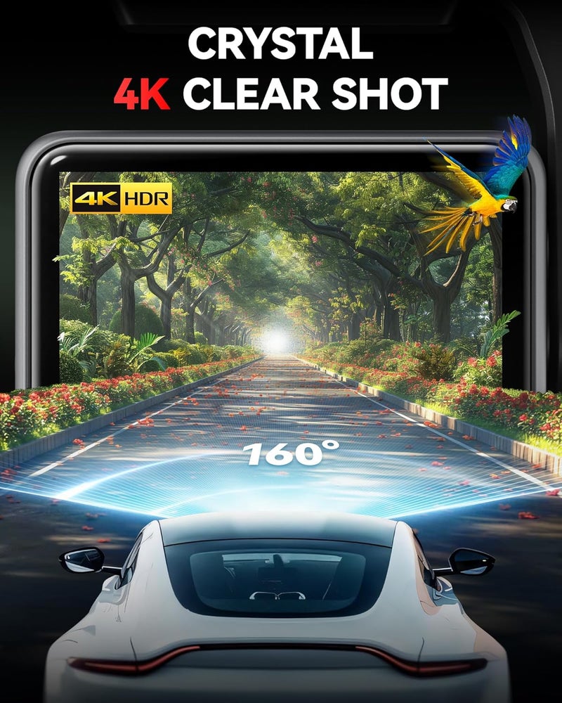 REDTIGER F4 4K Dash Cam with 2.2 Inch Touch Screen, Voice Control, Night Vision, GPS, and 32GB Card - Image 3