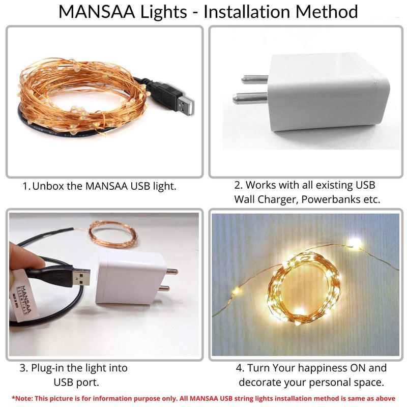 MANSAA MANSAA Lights for Decoration 18 Months Warranty 10 Meter 100 LEDs Fairy Lights for Room Decoration Led Lights for Decoration Decoration Light String Lights USB Operated Yellow Pack of 1 - Image 5