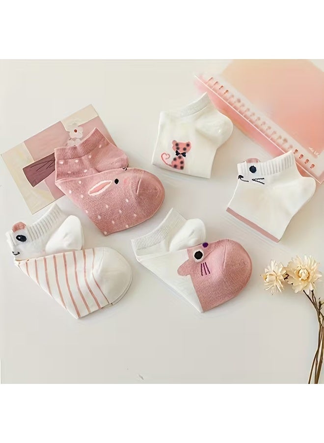 Zeemey Female cartoon rabbit socks set of 10 pairs. Cute, breathable, invisible stockings. Everyday versatile short stockings - Image 4