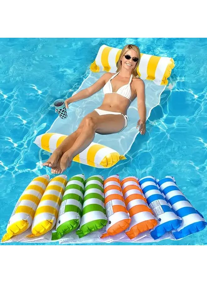 Yellow Inflatable Pool Hammock Chair Portable Foldable Water Bed For Beach Lake Summer - Image 1
