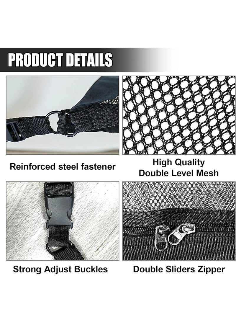Luckam Car Ceiling Cargo Net, 3 Handle Roof Mounted Mesh Organizer with Adjustable Straps, Heavy-Duty Double-Layer Elastic Storage for SUV Truck Car Interior, Camping Road Trip Essentials(S) - Image 2