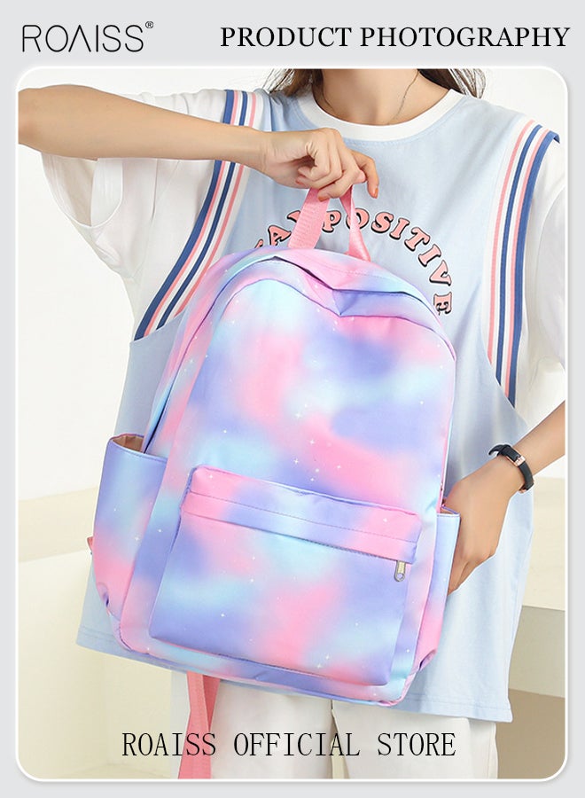 roaiss 3-Piece Set New School Bag Elementary School/Junior High School/High School/Student Bag College Student Backpack Casual Cute Girl Large Capacity Simple Backpack Lightweight Waterproof Bag  - Image 2