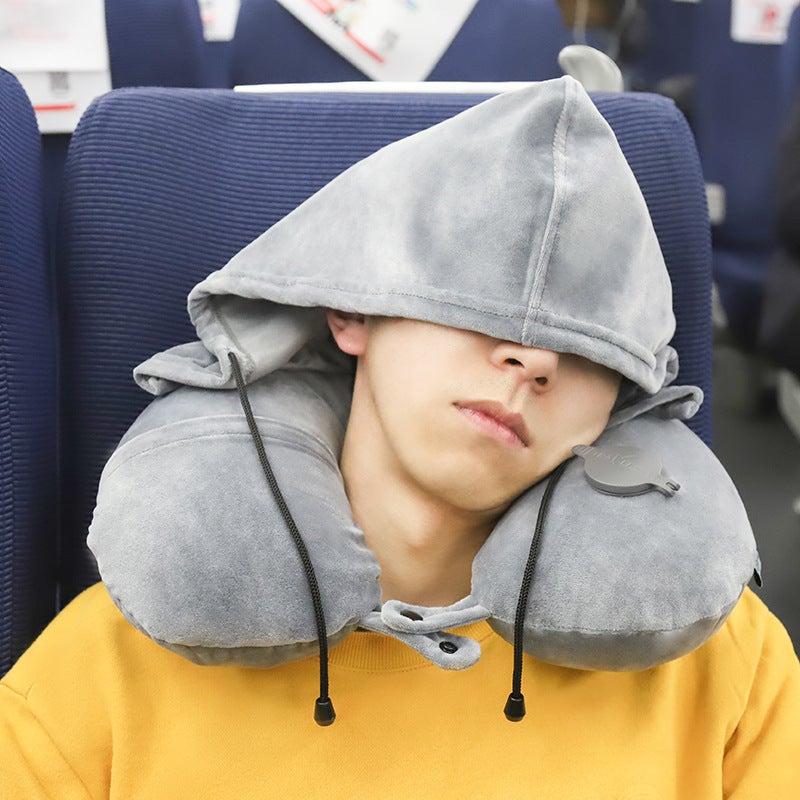 Travel Inflatable Hat U-Shaped Pillow Student Nap Pillow Nap Pillow Neck Sleeping Pillow Car Airplane Pillow Set Logo - Image 3