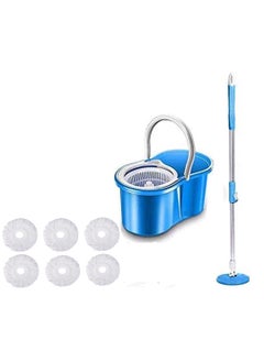 GTC GTC 360° Spin Floor Cleaning Easy Magic Plastic Bucket Mop with Six Microfiber Heads (Assorted Color)  - Image 1
