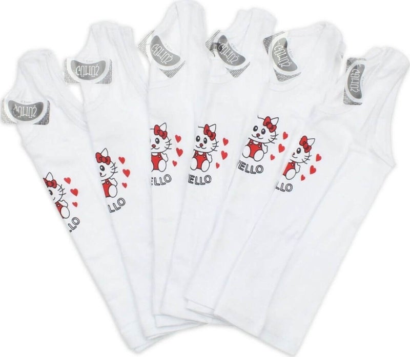 Gümüş Silver 3026 6-Pack Wide Strap Printed Girls Undershirt  - Image 1