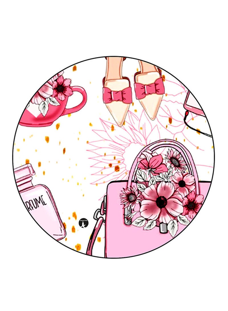 RKN Girly Stuff Printed Mouse Pad  Round  Multicolour