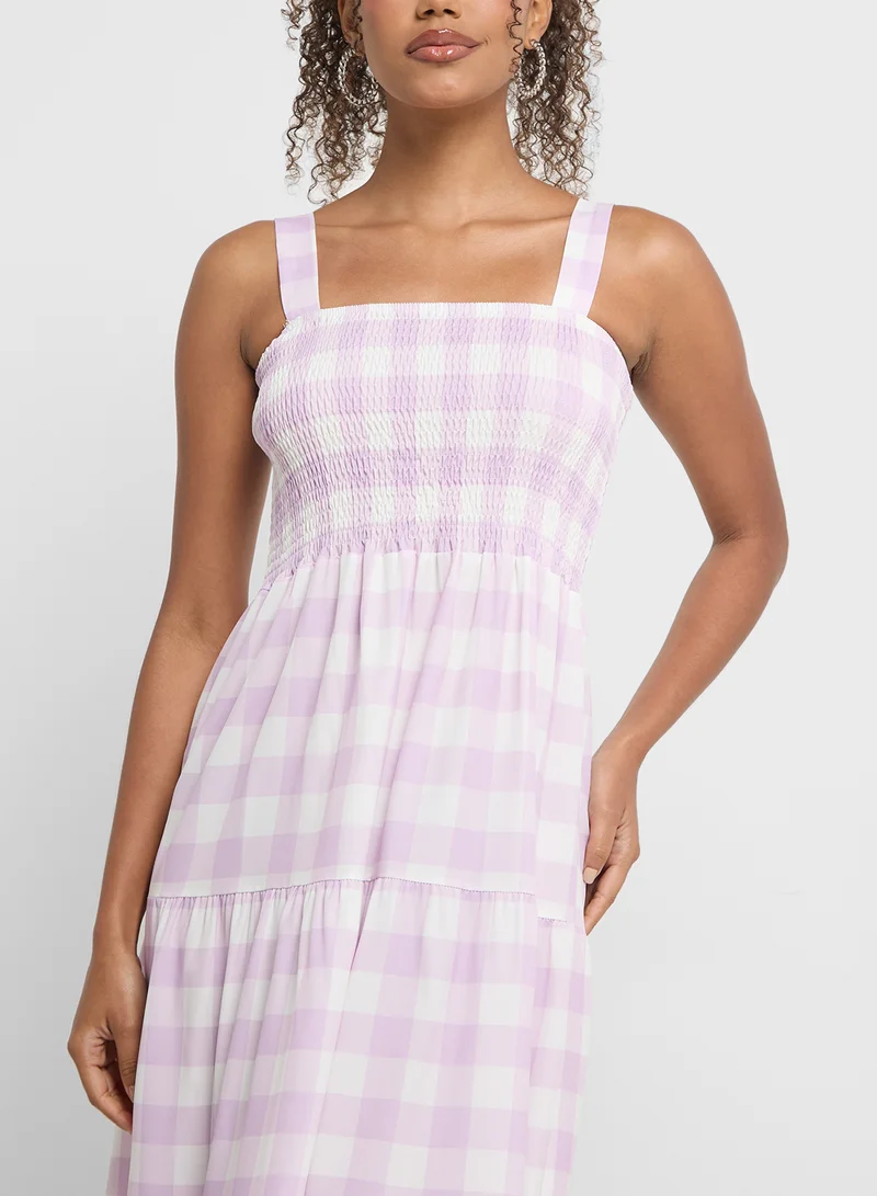 جينجر Gingham Tiered Dress
