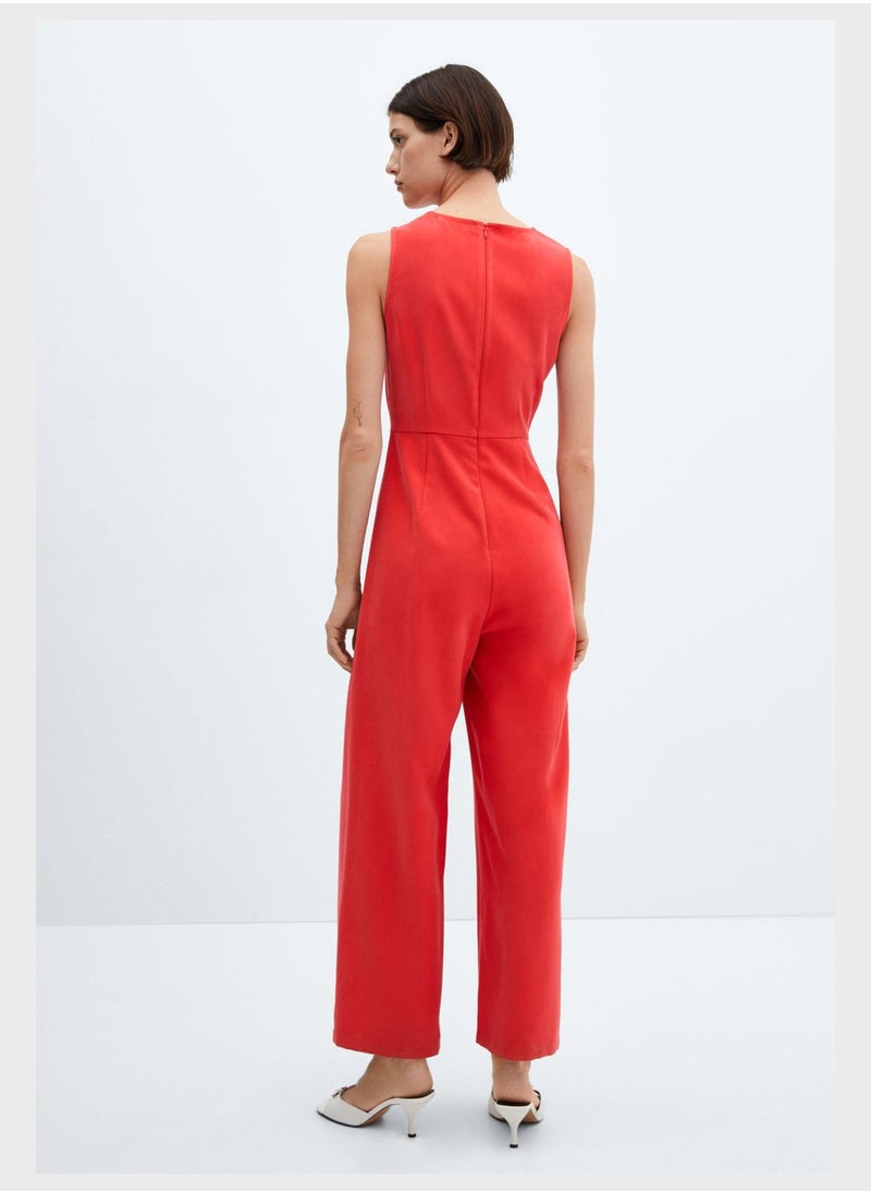 MANGO - Knot Detail V-Neck Jumpsuit - Image 1