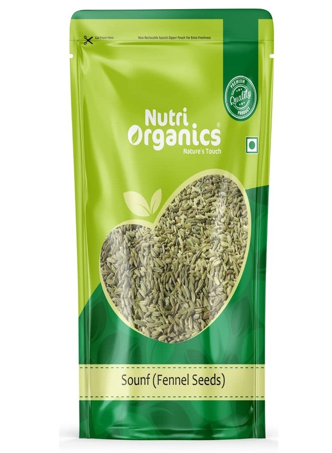 NutriOrganics Whole Natural Fennel Seeds Saunf Indian Traditional Masale-Resealable Ziplock Pouch (500 Grams) - Image 1
