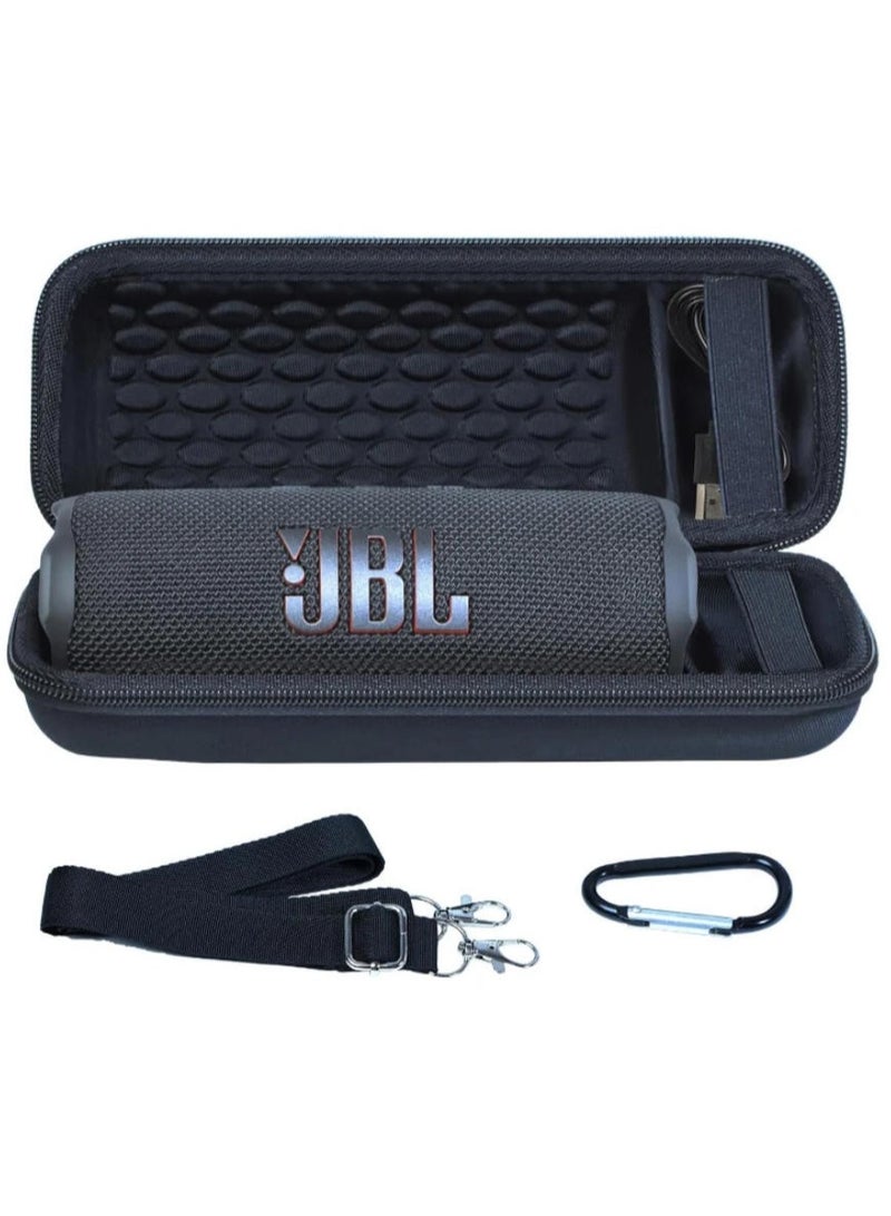 QIRG Travel Case for JBL Flip 7/Flip 6/5 Bluetooth Speaker, Custom-Fit Shockproof Protective Bag, Anti-Roll Groove, Water-Resistant with Detachable Shoulder Strap & Carabiner (Case Only) - Image 1