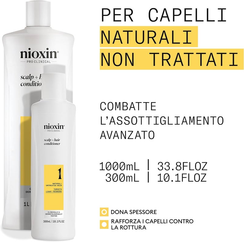 Nioxin Scalp + Hair System 1 Conditioner  Untreated Hair Conditioner Prevents Thinning Hair  With Biotin Caffeine & Niacinamide (1 L) - Image 1