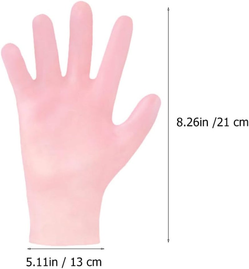 2 Pairs Women Anti-Dry Exfoliating Gloves Pink Moisturizing Hand Care Skin-Friendly Resilient for Dry Hands - Image 2