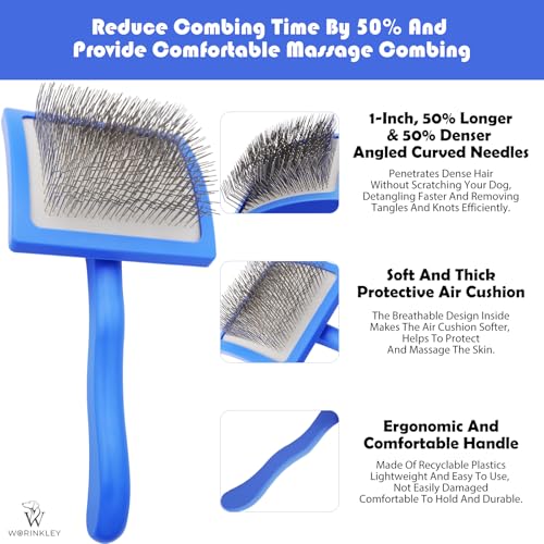 Worinkley Slicker Brush for Dogs, Professional Pet Doodle Grooming brushes for Goldendoodles, Labradoodles, Poodles - Long Pin Detangler for Dematting dog slicker brush - Large - Image 2