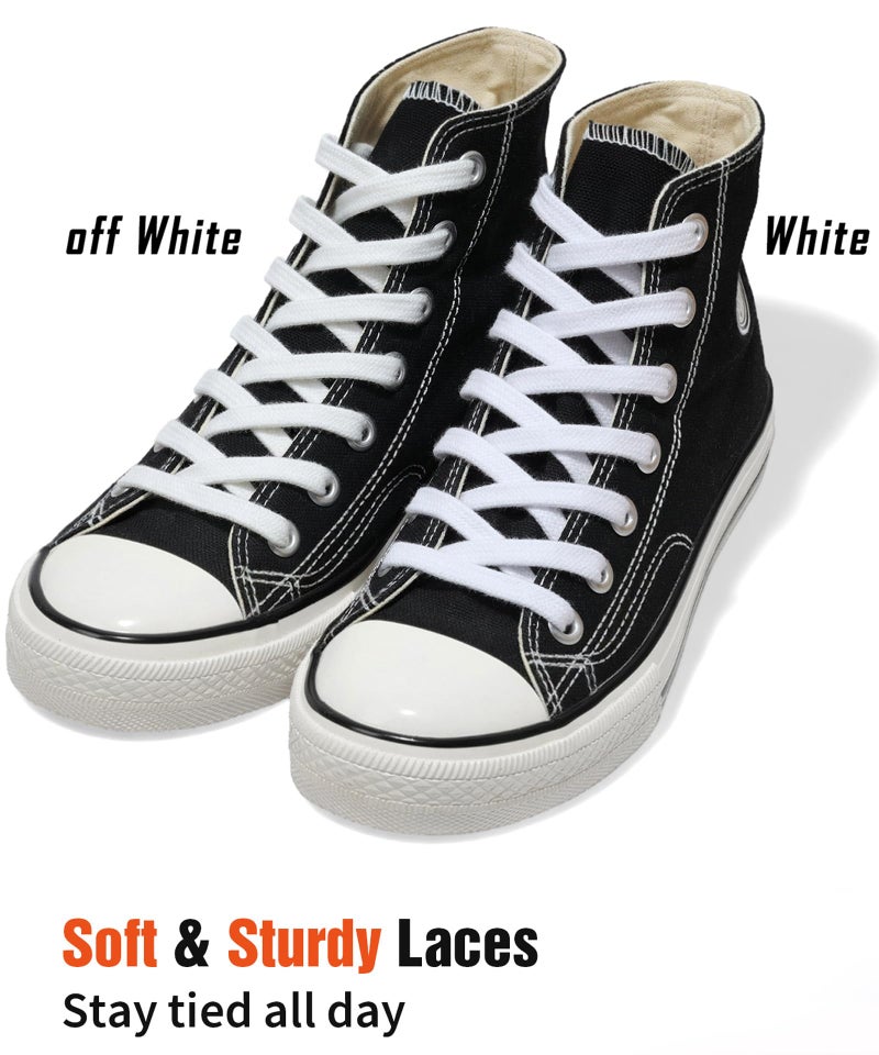 Handshop Wide Flat Athletic Shoelaces 5/16"(2 Pair) - Shoe Laces for Sneakers and Casual Shoes Replacements Off White 43 inch (110cm) - Image 3