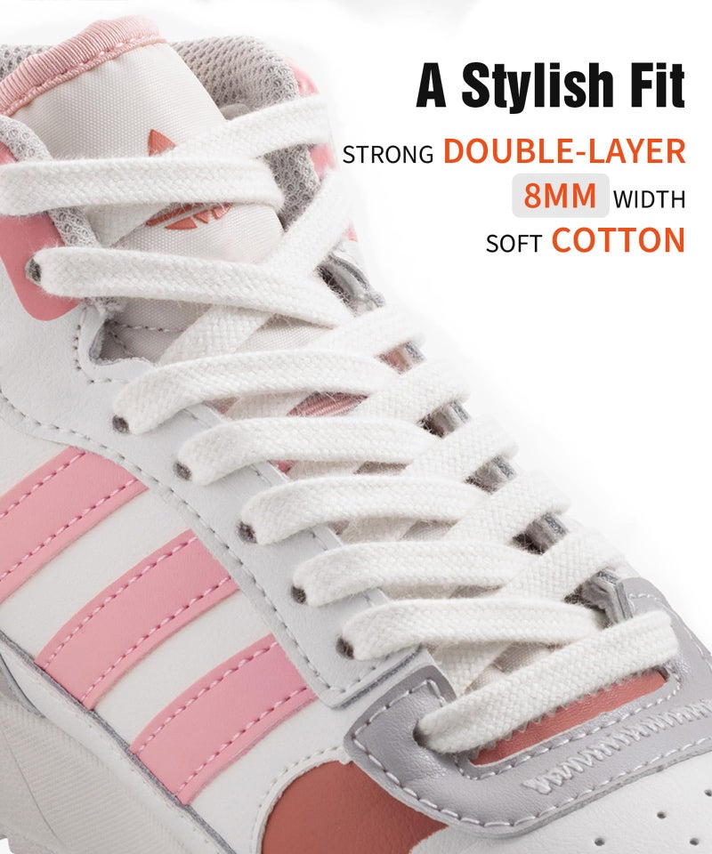 Handshop Wide Flat Athletic Shoelaces 5/16"(2 Pair) - Shoe Laces for Sneakers and Casual Shoes Replacements Off White 43 inch (110cm) - Image 2