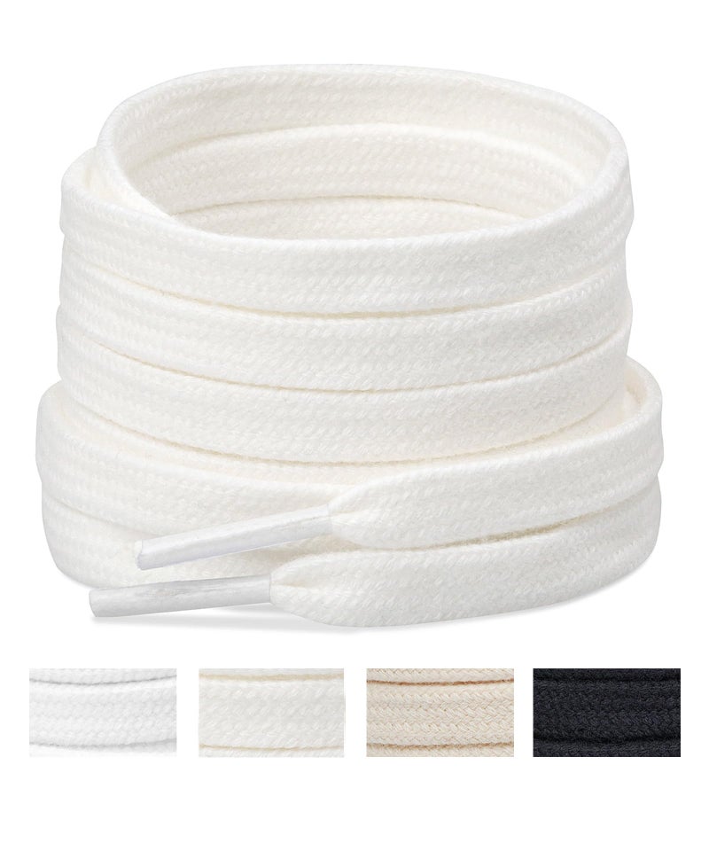 Handshop Wide Flat Athletic Shoelaces 5/16"(2 Pair) - Shoe Laces for Sneakers and Casual Shoes Replacements Off White 43 inch (110cm) - Image 1