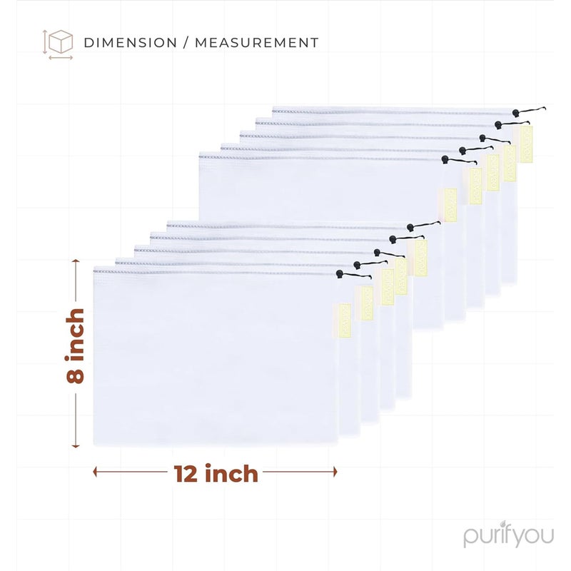 purifyou Set of 10 Reusable Mesh Produce Bags - Heavy Duty, Washable Farmers Market and Storage for Fruits, Vegetables, Groceries, Kitchen, and Home (Small) - Image 2