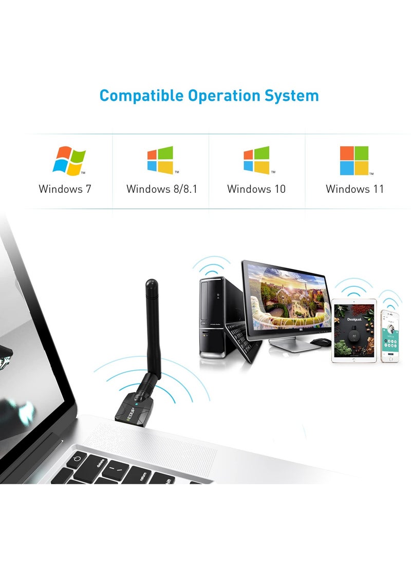 KASTWAVE Long Range USB Bluetooth 5.1 Adapter for PC Wireless Audio Dongle 328FT / 100M 5.1 Bluetooth Transmitter Receiver for Desktop Laptop PC with Windows 11/10/8/8.1/7 - Image 3