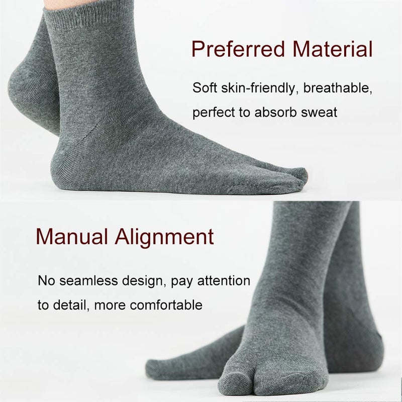 UBUMO Men's Flip Flop Socks Tabi Split Toe Geta Wicking Cotton Pack of 4 - Image 3