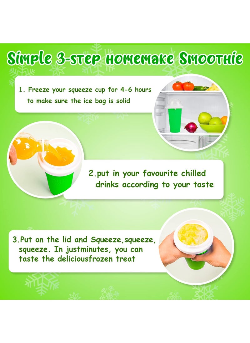 Generic - Slushy Maker Cup - TIK TOK Quick Frozen Magic Cup, Double Layers Slushie Cup, DIY Homemade Squeeze Icy Cup, Fasting Cooling Make And Serve Slushy Cup For Milk Shake, Smoothies, Slushies - Green - Image 1