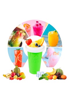Slushy Maker Cup - TIK TOK Quick Frozen Magic Cup, Double Layers Slushie Cup, DIY Homemade Squeeze Icy Cup, Fasting Cooling Make And Serve Slushy Cup For Milk Shake, Smoothies, Slushies - Green