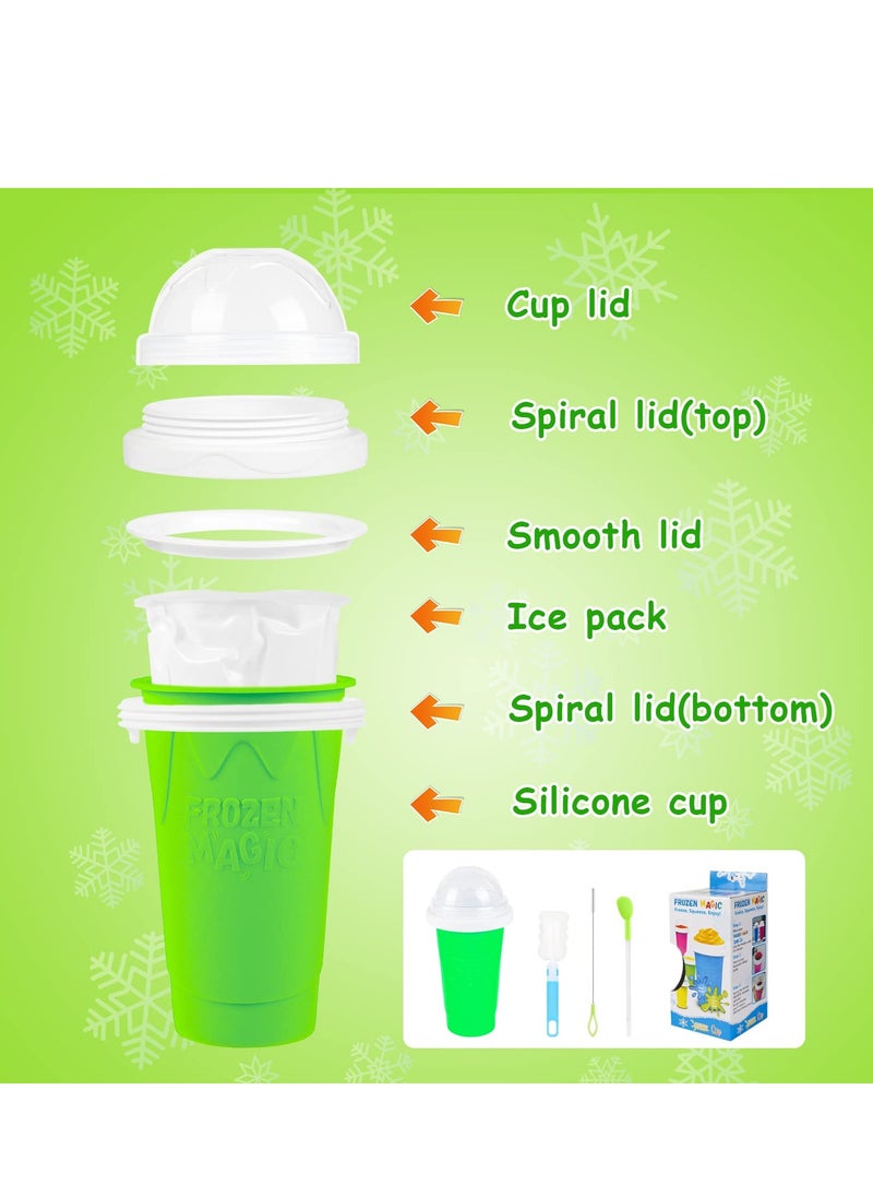 Generic - Slushy Maker Cup - TIK TOK Quick Frozen Magic Cup, Double Layers Slushie Cup, DIY Homemade Squeeze Icy Cup, Fasting Cooling Make And Serve Slushy Cup For Milk Shake, Smoothies, Slushies - Green - Image 1