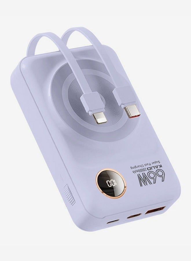 KALIO بنك طاقة مزدوج سريع الشحن 20000 مللي أمبير ماغسيف 66 واط لأجهزة لايتنينغ و Type-C، الهواتف المحمولة، الأجهزة اللوحية / بنفسجي - Image 2