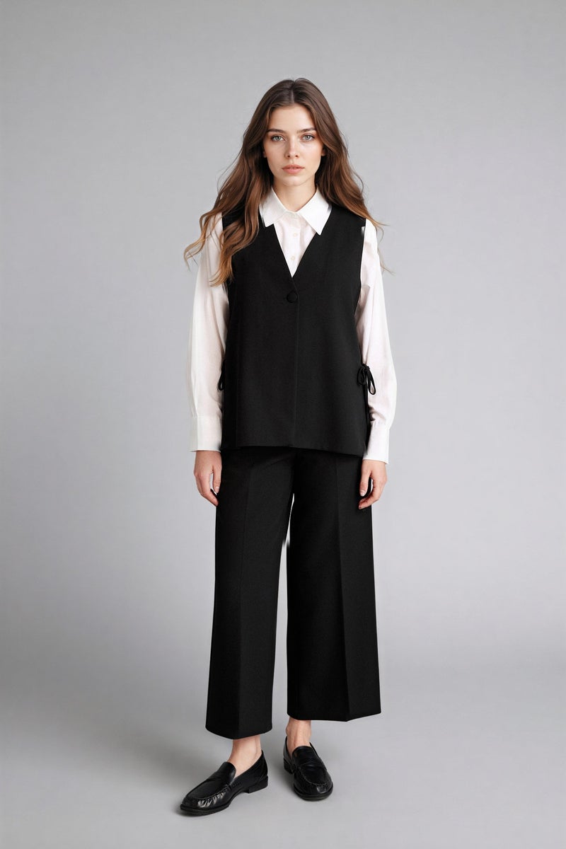 DeFacto Black Woman Relax Fit V-Neck Vest Casual - Image 2