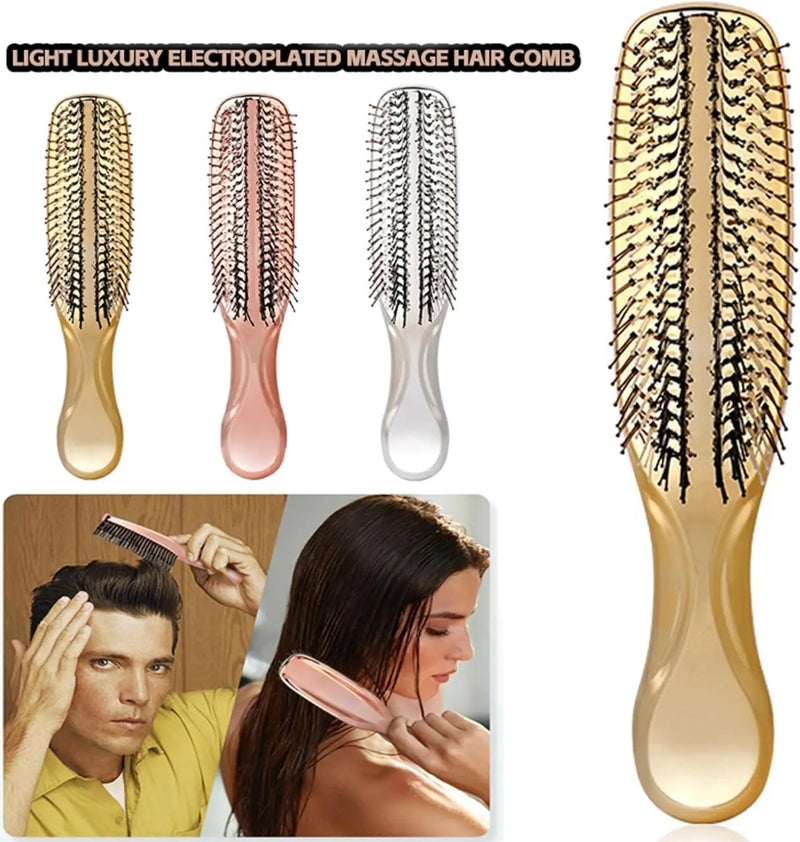 Y&D Electroplated Detangling Shampoo Brush - Soft Nylon Bristles Wet Dry Hair Comb Scalp Massage Hairbrush for Women Men - Image 3