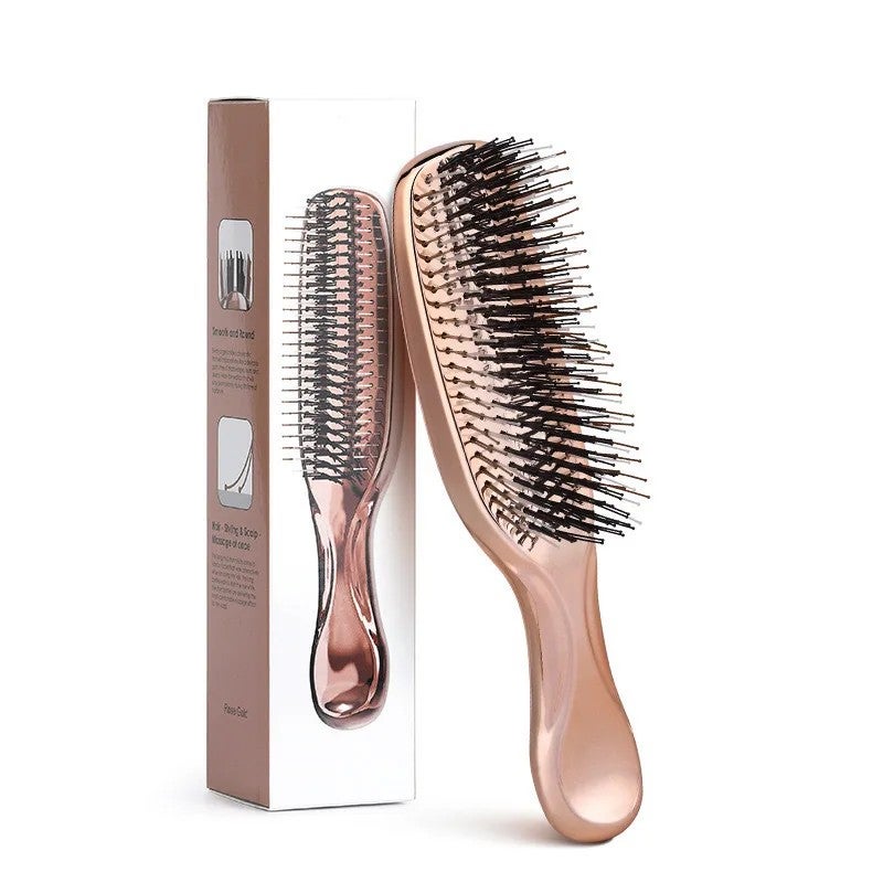 Y&D Electroplated Detangling Shampoo Brush - Soft Nylon Bristles Wet Dry Hair Comb Scalp Massage Hairbrush for Women Men - Image 2