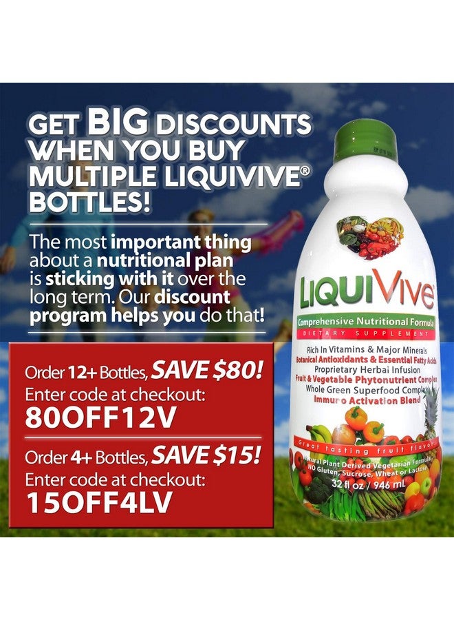 Life Miracle LiquiVive Liquid Vitamins Mega Nutrition | Vegetarian Daily Multivitamin Balance Immune Support Booster Superfood of Nature | Vitamin C D3 A B12 E K | 99.9% Vegan Non-GMO Gluten Free 32 fl oz - Image 2