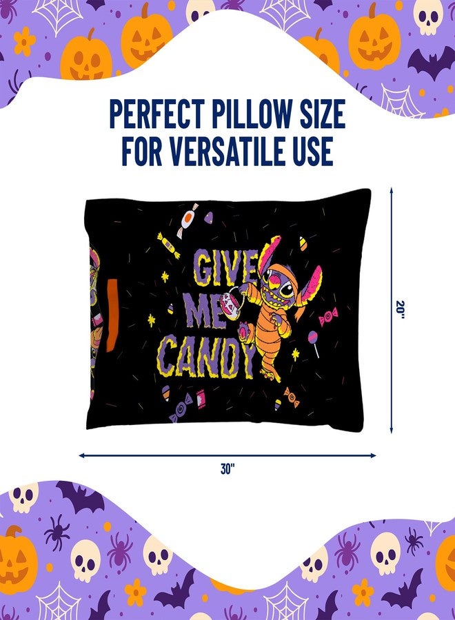 Jay Franco Halloween Trick or Treat Candy Bag - Reversible Pillowcase with Handles, Standard 20 x 30 Inch Pillow Cover, Black - Lilo & Stitch - Image 2
