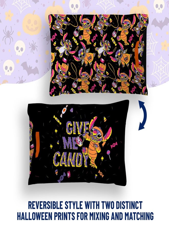 Jay Franco Halloween Trick or Treat Candy Bag - Reversible Pillowcase with Handles, Standard 20 x 30 Inch Pillow Cover, Black - Lilo & Stitch - Image 3