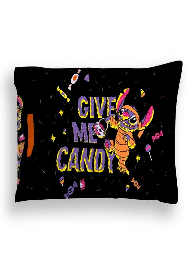 Jay Franco Halloween Trick or Treat Candy Bag - Reversible Pillowcase with Handles, Standard 20 x 30 Inch Pillow Cover, Black - Lilo & Stitch - Image 1