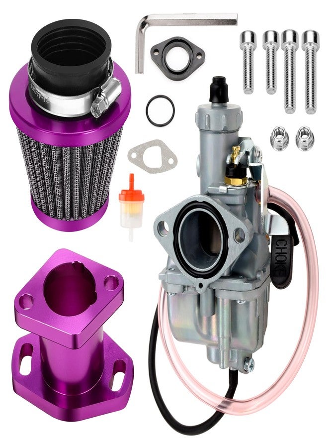 FVRITO طقم مكربن FVRITO Performance سعة 212 سم مكعب VM22 مع فلتر هواء ومشعب سحب لدراجات Predator 212 و Coleman CT200U و BT200X الصغيرة و KT196 و Go Kart و Baja Warrior و GX160 و GX200 سعة 196 سم مكعب، قطع غيار سباقات باللون الأرجواني - Image 1