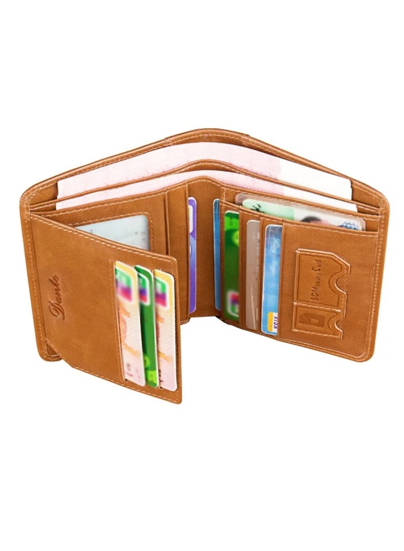 Dante Men's Wallet Vertical Top Layer Cowhide Anti-theft Card Demagnetization Genuine Leather Wallet - Image 2