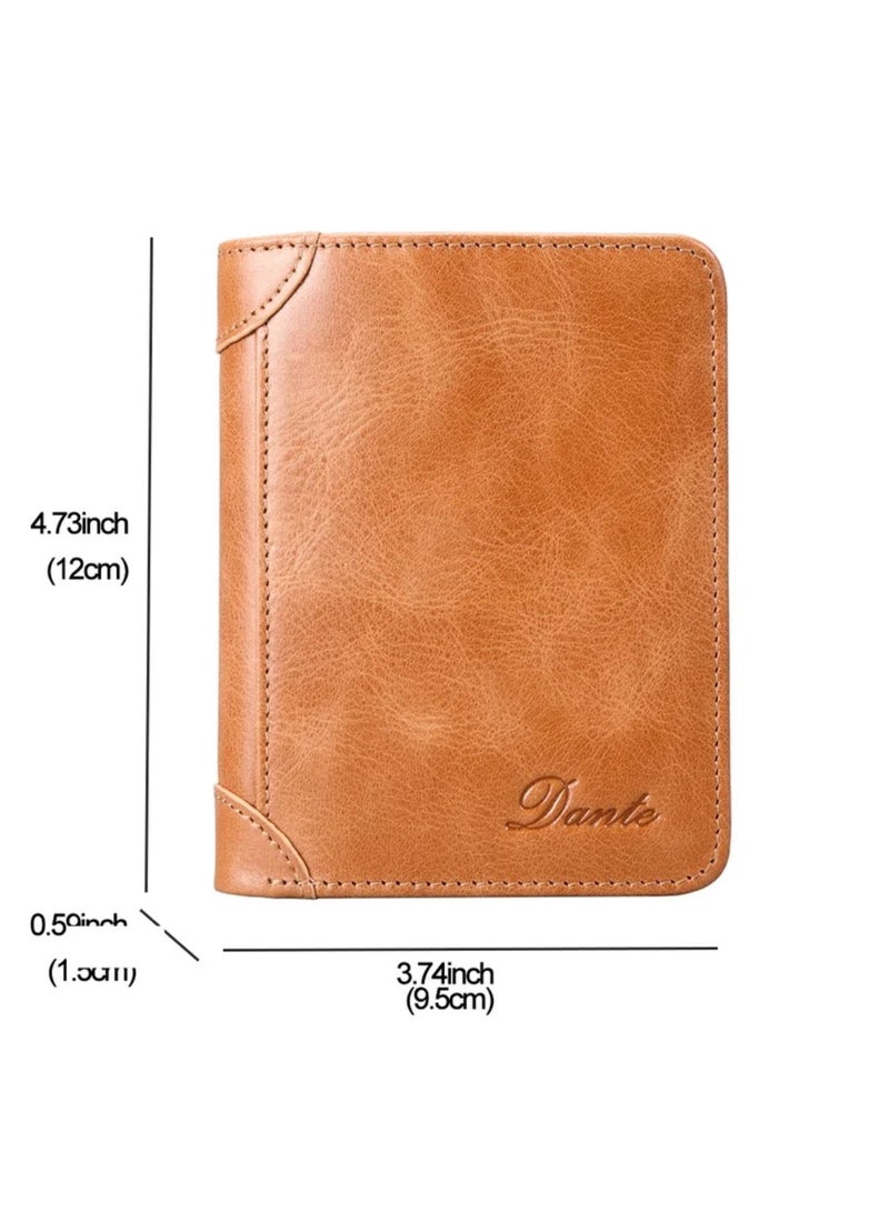 Dante Men's Wallet Vertical Top Layer Cowhide Anti-theft Card Demagnetization Genuine Leather Wallet - Image 4