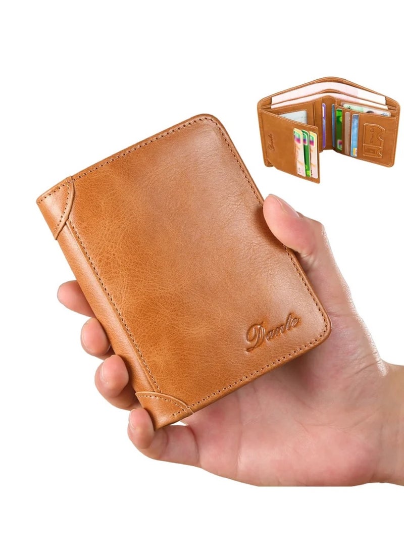 Dante Men's Wallet Vertical Top Layer Cowhide Anti-theft Card Demagnetization Genuine Leather Wallet - Image 3