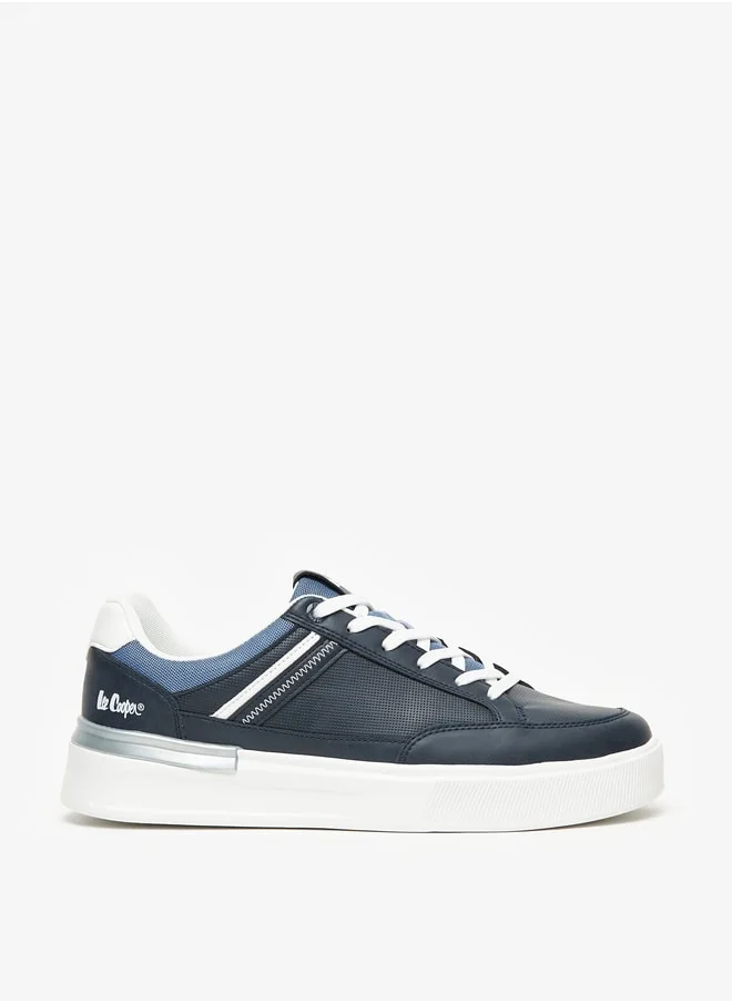 لي كوبر Men's Textured Lace-Up Low Ankle Sneakers