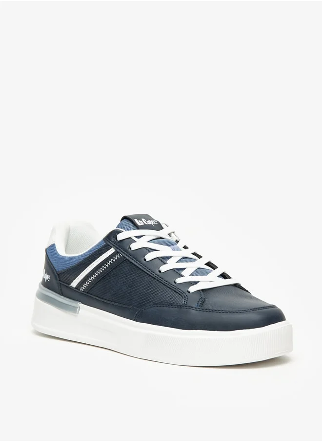 لي كوبر Men's Textured Lace-Up Low Ankle Sneakers