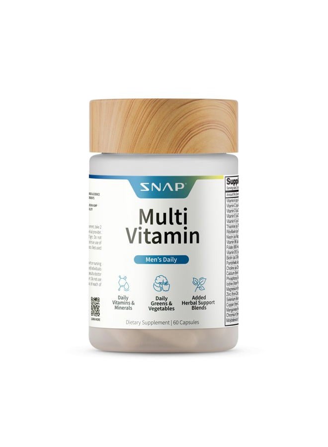 SNAP SUPPLEMENTS Men's Multivitamins - Daily Vitamins & Minerals for Men - Vitamin D, B12, Zinc, Herbs & Vitamin C for Energy & Immune Support, Multivitamin for Men, 60 Capsules - Image 1