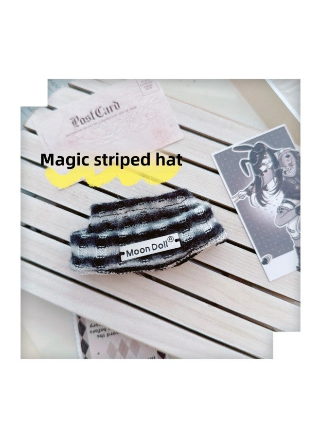 Spot Cotton Doll Clothes 10cm15cm20cm Black Cool Baby Clothes Black And Frost White Sweater Pullover-Specifications:20cm-Color:Magic Striped Hat  - Image 1
