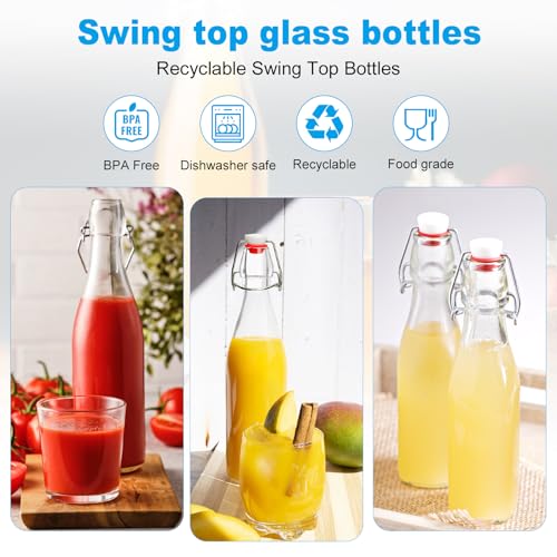 JOBVERT 2 Pack Swing Top Glass Bottles 16oz, Flip Top Glass Bottle with Airtight Lid for Fermentation, Kombucha, Mead, Vanilla Extract, Coquito, Vinegar, Beer, Kefir, Wine, Soda, Juice, Oil for Home Brewing - Image 4