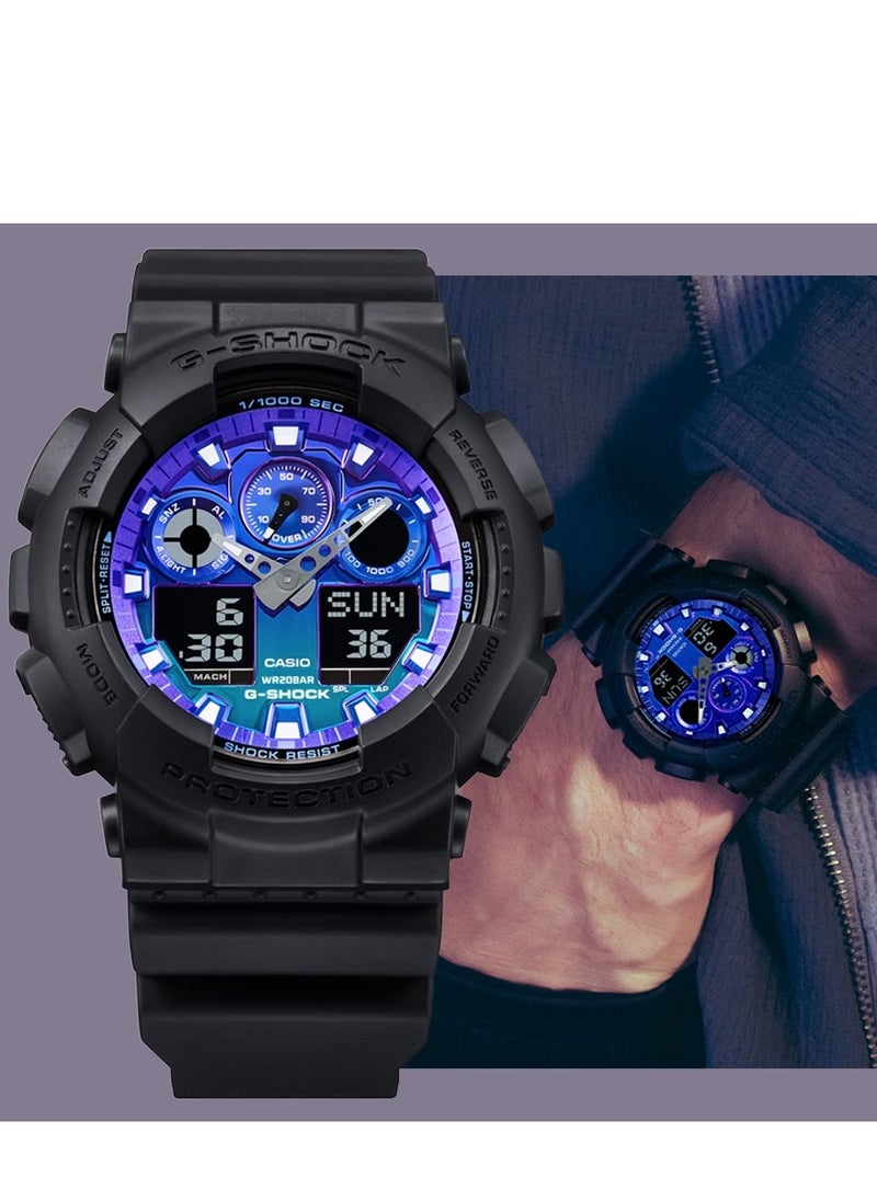 G-SHOCK Men's Analog-Digital Watch vivid BLUE - GA-100FL-1ADR  - Image 3