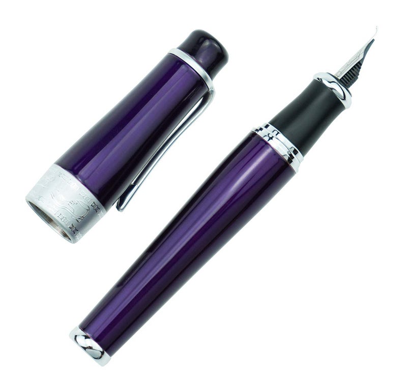 Asvine Luxury Purple Fountain Pen, Asian Calligraphy Bent Nib Fude Pen Fine to Broad Point by Duke Charlie Chaplin - Image 4