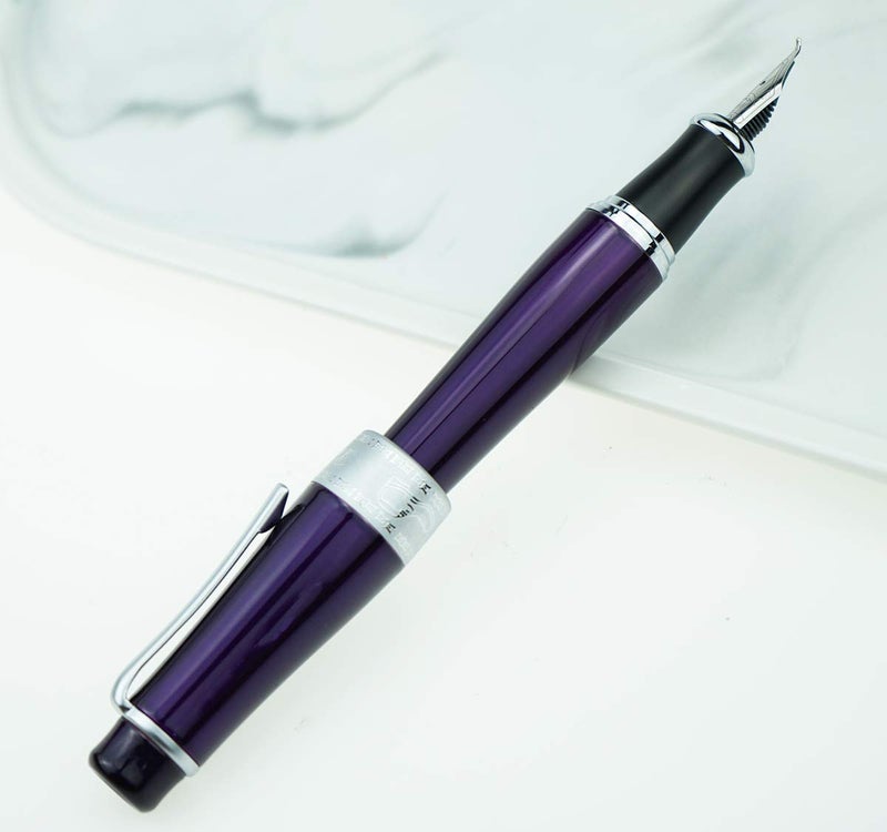 Asvine Luxury Purple Fountain Pen, Asian Calligraphy Bent Nib Fude Pen Fine to Broad Point by Duke Charlie Chaplin - Image 5